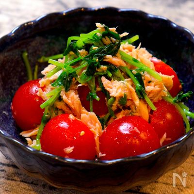 【5分で完成!!ヘルシーレシピ!!】ミニトマトと豆苗のナムル