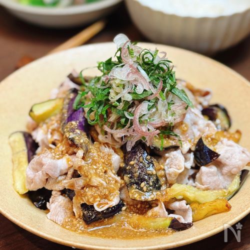 【揚げ茄子と豚しゃぶの香味ごまだれ】さっぱり暑い日もペロリ♪