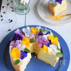 エディブルフラワーのミントシフォンケーキ
