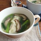 【食べるスープ】しいたけとぎょうざのねぎ生姜スープ