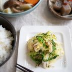 ちょっとひと品。白菜と水菜のごまおかか和え