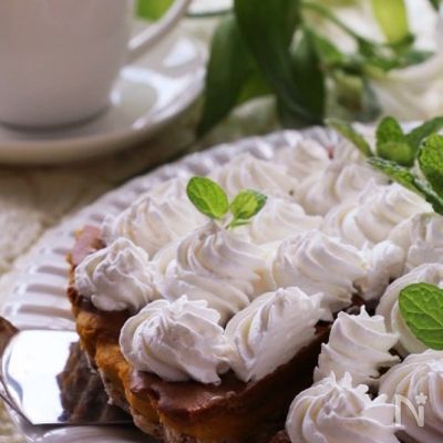 流行りの焼かないケーキ♡かぼちゃとチョコレートの絶品タルト