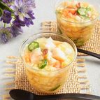 魚介と夏野菜の白だし寒天寄せ
