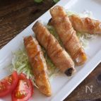 スティックレンコンの照り肉巻き。