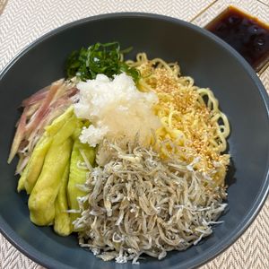 楽ラク手抜キッチン🐶🐾の作ってみた!投稿(なすとじゃこの冷製和風おろしまぜそば)