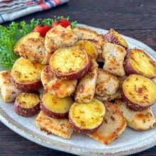子どもウケ◎【むね肉とさつまいものマスタード炒め】