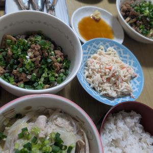 花月雨音🪷の作ってみた!投稿(こんにゃくと舞茸《こってり♡腸活そぼろ炒め》)