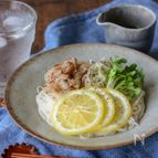 塩レモン豚ばら肉と味つけネギのぶっかけそうめん