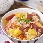 さつまいもとベーコンのバター醤油ごはん│やみつき秋ごはん