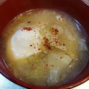 906994の作ってみた!投稿(【キャベツと煮卵のお味噌汁】野菜の甘みと半熟卵がよく合う！)