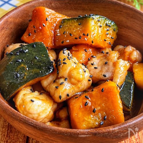 【かぼちゃと鶏もも肉のハニーバター醤油炒め】秋に食べたい🎃