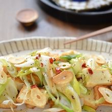 厚揚げと長ねぎのペペロン風