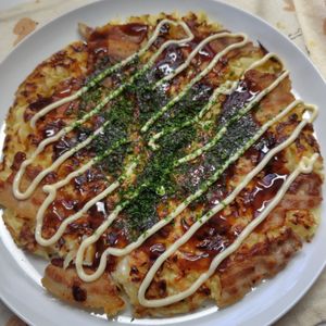 コスモスの作ってみた!投稿(ふんわり♪米粉のお好み焼き【フライパン】)