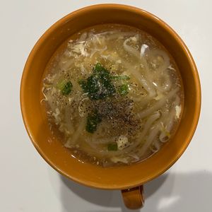 りんごの作ってみた!投稿(とろりん♡もやしと卵のスープ♡)