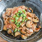 がっつり食べよう！豚バラ肉とナスのポン酢バターパスタ