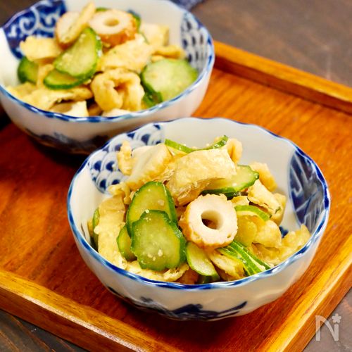 5分で副菜✨香ばし薄揚げときゅうりのからし酢味噌あえ