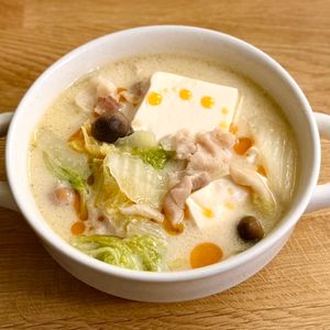 やあの作ってみた!投稿(【豚バラ白菜のお豆腐ごま味噌スープ】コク旨♡満足スープ!)