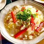 【鶏ひき肉で白菜と大根のうま塩あんかけ】