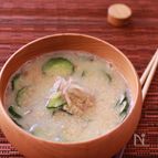 火を使わずに作る　きゅうりの冷たいお味噌汁