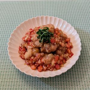 𝔂𝓾𝓶𝓲🍓の作ってみた!投稿(たっぷりトマトの油淋鶏)