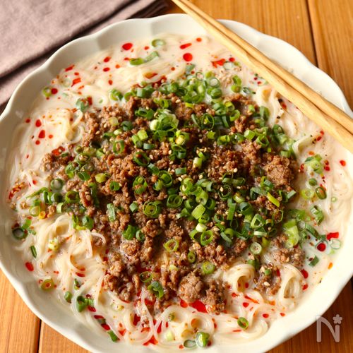 10分で完成！【冷やし担々風そうめん】旨辛やみつきの味♩