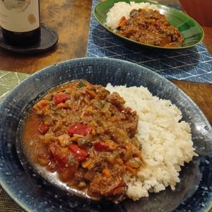 まもの作ってみた!投稿(重ね煮で作る【和風ミートソーススパゲティ】)