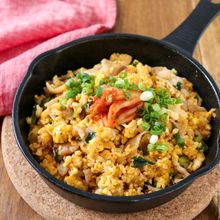 【レンジだけ！】オートミールの豚バラキムチ炒飯