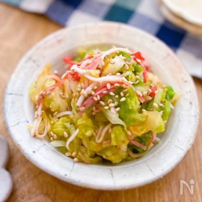 【キャベツとカニカマの酢の物】夏場にもおすすめ◎