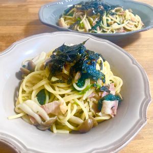 ゆかりの作ってみた!投稿(フライパン一つでできる♪ベーコンとほうれん草の和風パスタ)