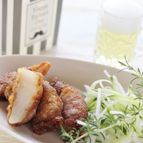 新玉葱の豚ロール揚げ、竜田揚げ風味