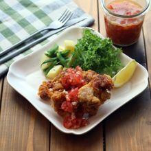 ♡鶏の唐揚げのトマトレモンソースがけ
