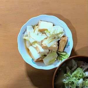 かおちゃんの作ってみた!投稿(レンジで簡単！無水♡『白菜と厚揚げとツナのあっさり旨煮』)