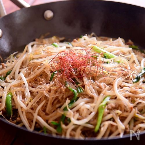 フライパンひとつで簡単！ひき肉チャプチェ