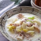 【白菜と豚肉の旨だし豆乳煮】煮汁ごとヘルシー美味しい♪
