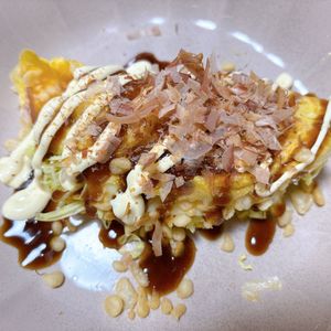 うさぎの作ってみた!投稿(シンプルに美味しい！ふわとろ半熟卵【キャベツのとんぺい焼き】)