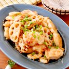 【鶏むね肉と蓮根の味噌マヨ炒め】15分で簡単おかず！