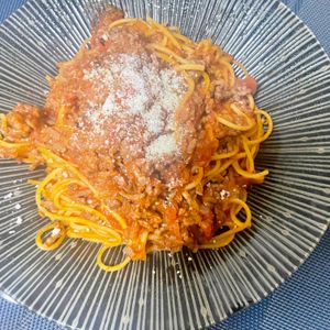 usaの作ってみた!投稿(パスタ別ゆで不要！挽き肉たっぷり「ミートソースパスタ」)