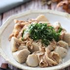 大葉たっぷり！ごま油がポイント♡里芋と豚ばらの味噌マヨソテー