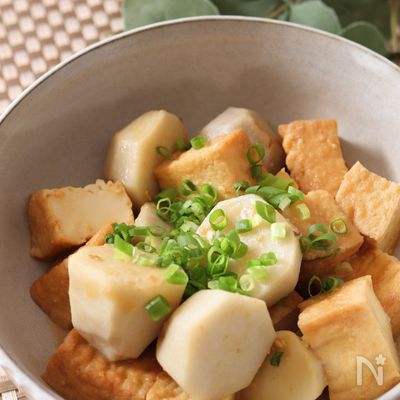 レンチン後5分煮るだけほっこり和食♡絹揚げと里芋の甘辛味噌煮
