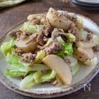 シャキシャキ！長芋とキャベツの【ポン酢そぼろ炒め】