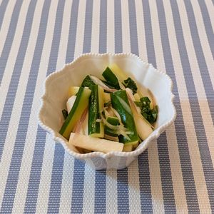 𝔂𝓾𝓶𝓲🍓の作ってみた!投稿(作業時間5分！切ってあえるだけ！長芋ときゅうりの白だしマリネ)
