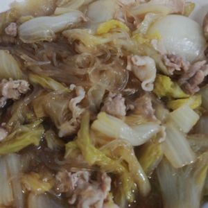 翔ママの作ってみた!投稿(重ねて放置♪包丁不要『豚バラ白菜とはるさめの上海風とろみ煮』)