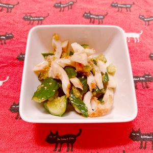 ビートの作ってみた!投稿(たたききゅうりとちくわのおかかポン酢七味和え)