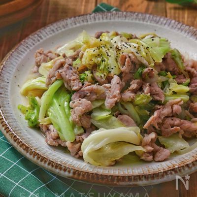 *豚肉とキャベツの旨塩にんにくレモン炒め*