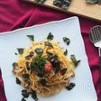 カリカリじゃことパリパリ海苔の和風パスタ