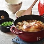 【STAUB】しっとり♪骨つきもも肉ときのこの炊き込みごはん