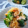 すし酢で簡単！鶏ささみときゅうりの中華風【蛇腹切りの切り方】