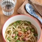 【生姜味焼き鳥缶でぽかぽかうどん】体の芯まで温まる♪