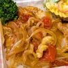 まゆのの作ってみた!投稿(美味しいおかず♡豚肉のトマト入り洋風生姜焼きトロリンチーズ)