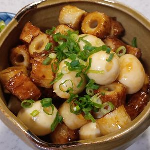 ひろりぃの作ってみた!投稿(困った日のあと一品に♪【ちくわとうずら卵の甘辛照り焼き】)